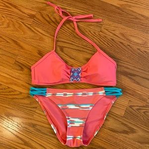 Beaded Pink Bikini Set Summer Swimsuit String Bikini Size Small